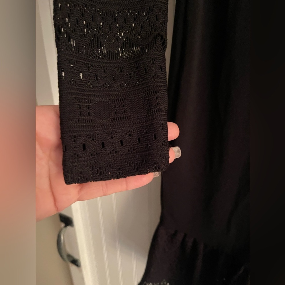 MICHAEL KORS BLACK RUFFLE DRESS | LACE BOTTOM | LONG SLEEVES XS - Picture 5 of 10